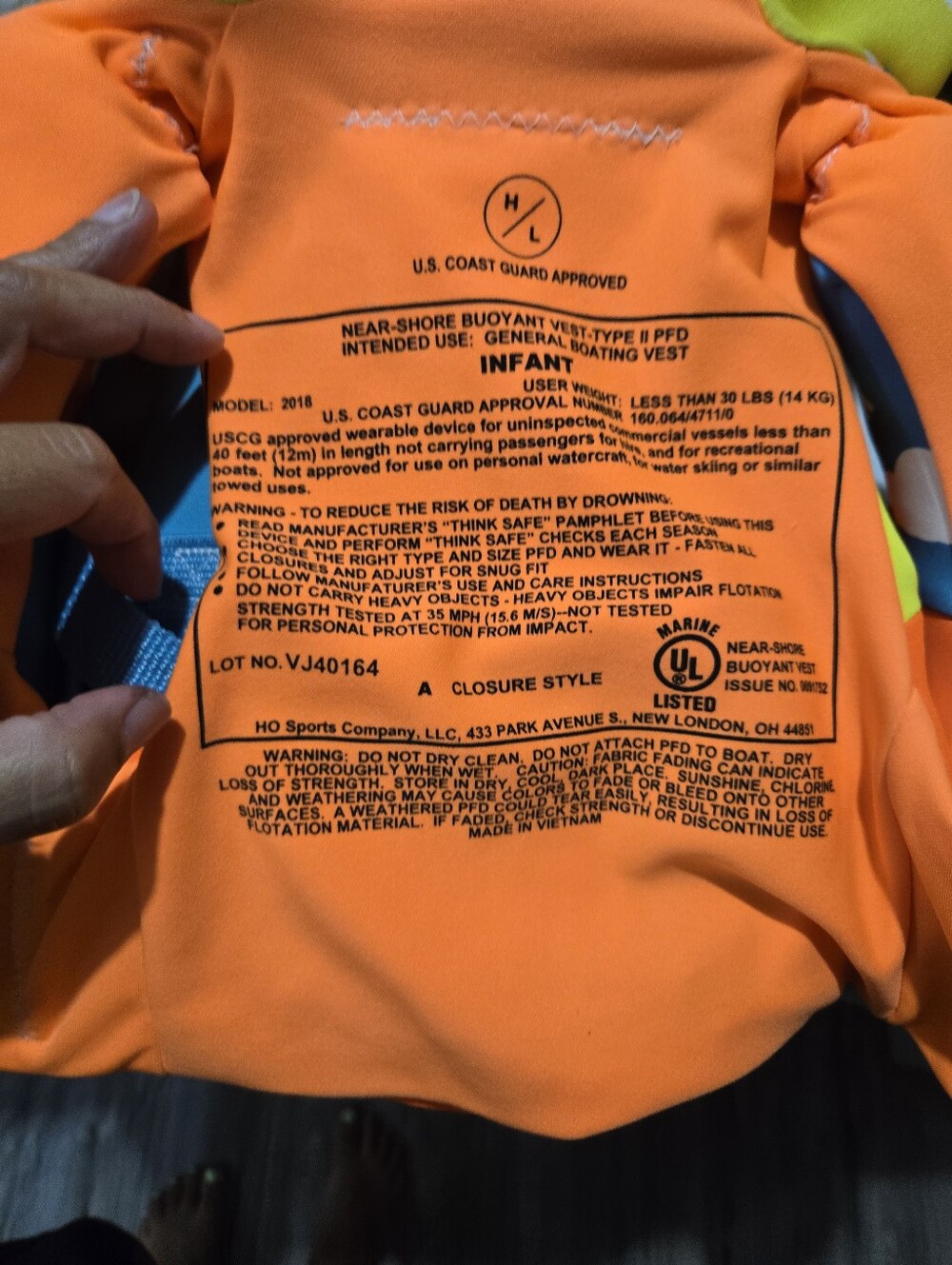 Hyper Lite Infant Life Vest Up To 30 Lbs - Picture 4 of 5